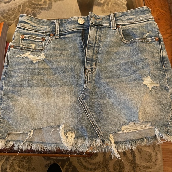 American Eagle Outfitters Dresses & Skirts - American Eagle high rise mini distressed denim jean‎ skirt new with tags size 10